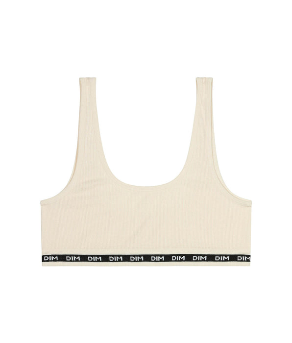 DIM Girls' ribbed fabric bralette in Beige Ivory Dim Icons