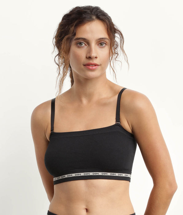 DIM Microfibre wireless Black bandeau bra Dim Icons Seamless