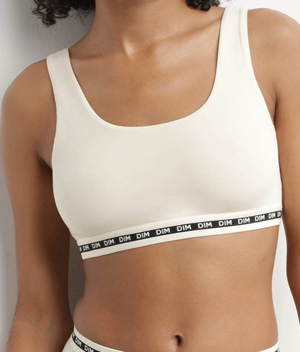DIM Modal polyamide wireless Beige crop top bra  Dim Icons Essentiel