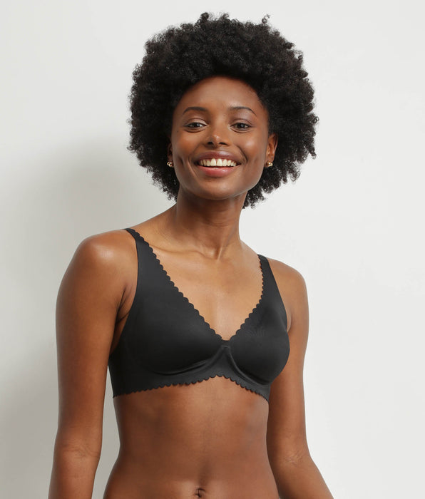 DIM Black microfibre underwired scarf bra Dim Body Touch