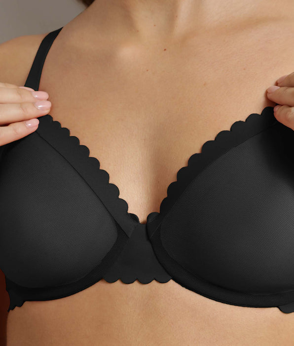 DIM Dim Body Touch Cheeky black tulle demi bra