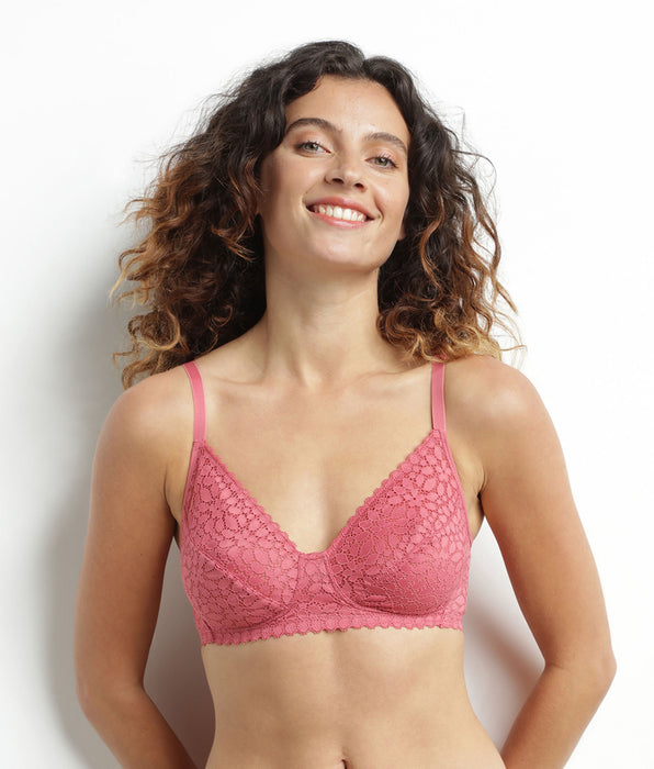 DIM Floral lace triangle bra Dim Daily Pink