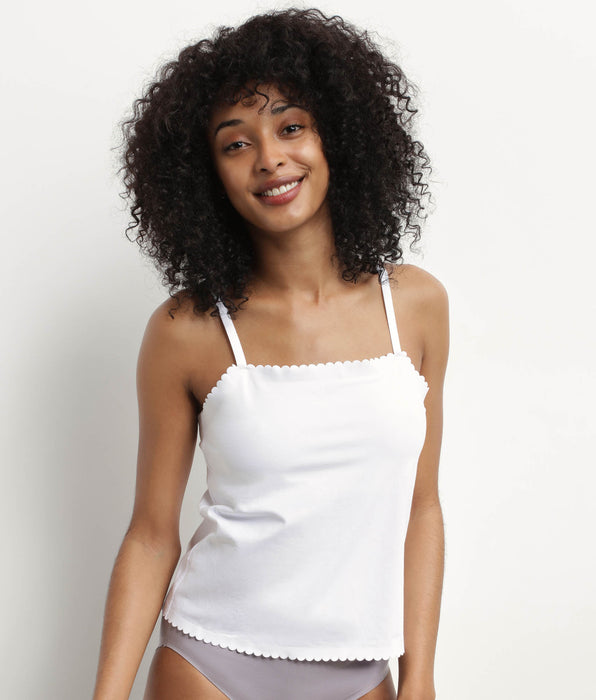 DIM Top femme en coton stretch sans couture Blanc Body Touch Easy