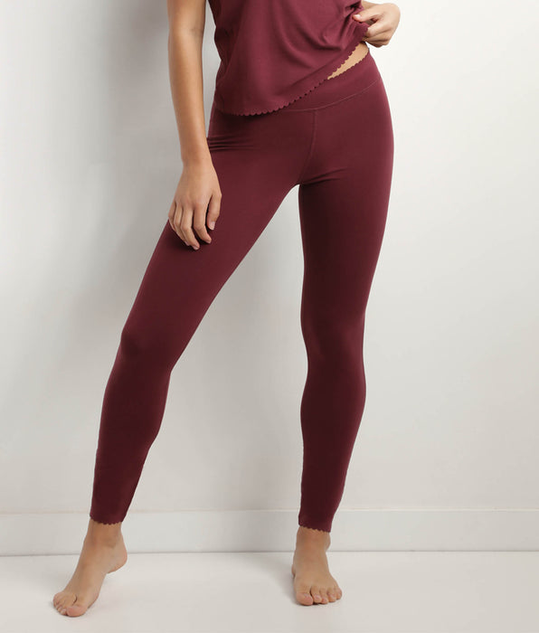 DIM Rubinrote blickdichte Damen-Leggings aus Stretch-Baumwolle - Body Touch Easy