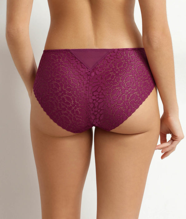 DIM Daily Dentelle red berry floral lace midi briefs