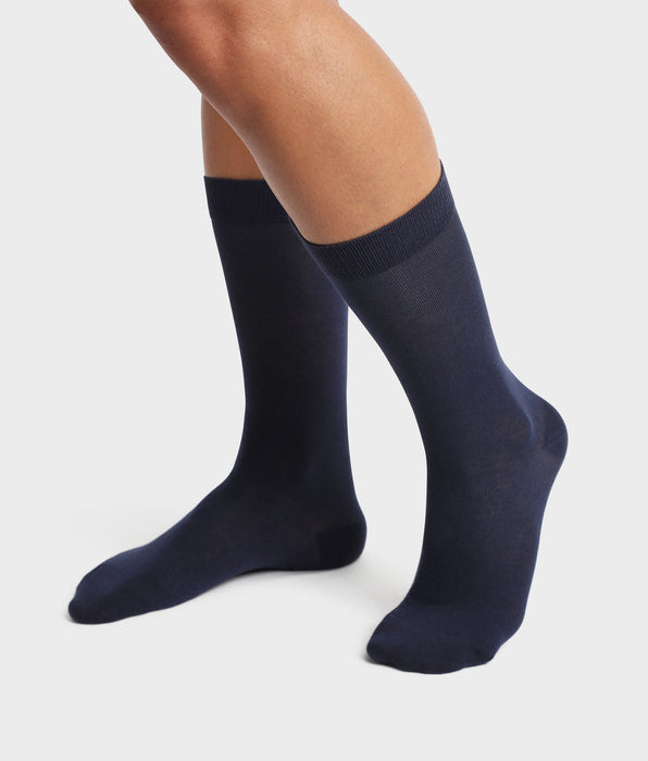 DIM Pack of 2 pairs of Navy Blue men's socks in organic cotton Dim Good