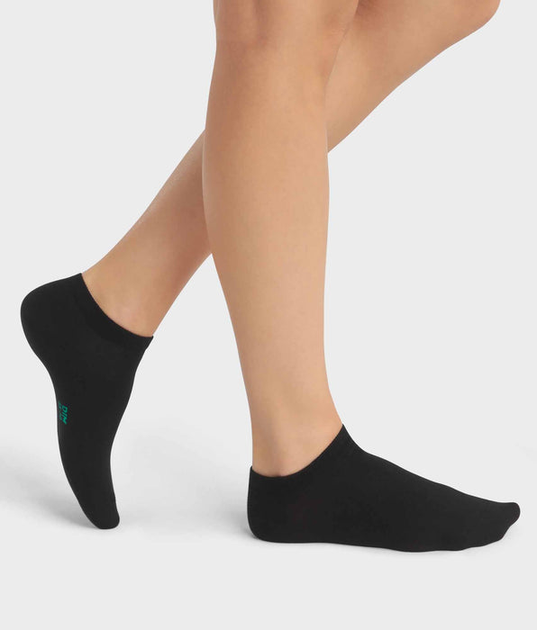 DIM Pack of 2 pairs of blacj women's socks in organic cotton Dim Good