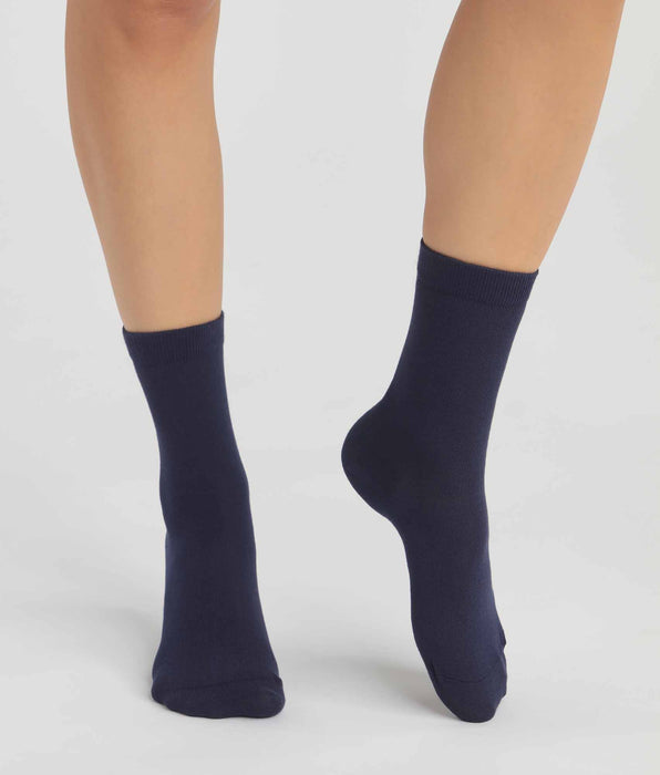 DIM Pack of 2 pairs of Navy Blue women's socks in organic cotton Dim Good