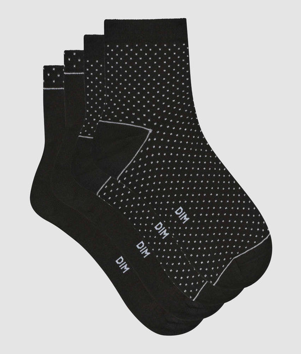 DIM Pack of 2 pairs of black women's socks in organic cotton with polka dots Dim Good