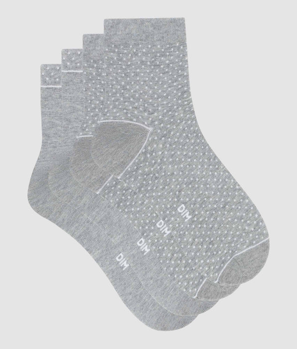 DIM Pack of 2 pairs of gray women's socks in organic cotton with polka dots Dim Good
