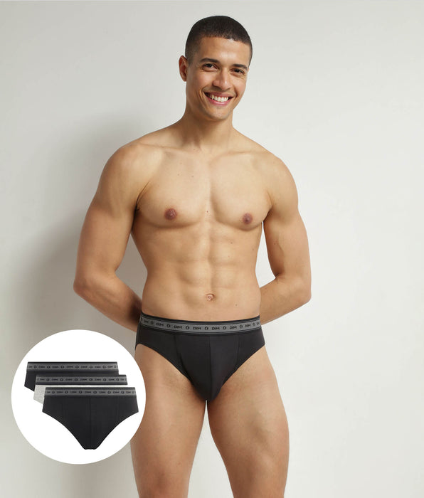 DIM Pack of 3 briefs men's Black Grey organic cotton Dim Good