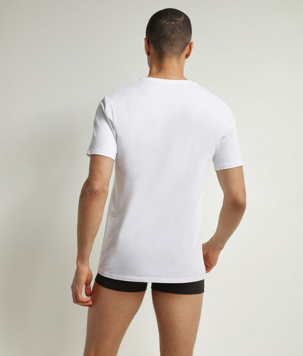 DIM Pack of 2 t-shirts men's White Grey organic cotton V-neck Dim Good