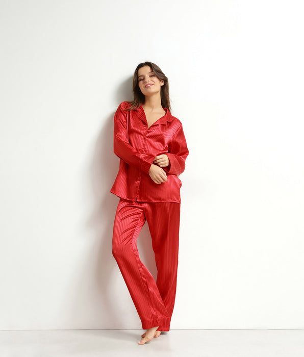 DIM Women's pyjama Pack with satin trousers Red Dim Don't Disturb