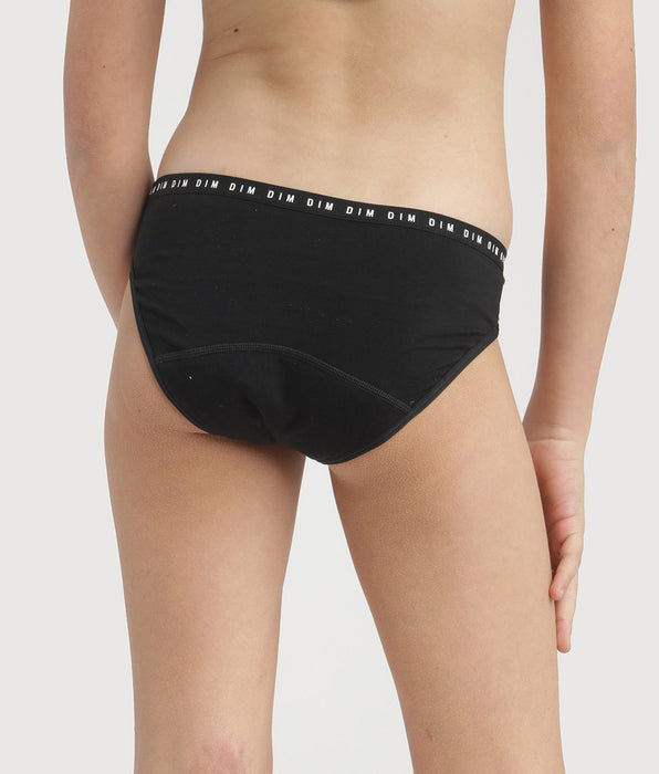 DIM Girls' organic cotton period briefs Black Heavy flow Dim My Protect
