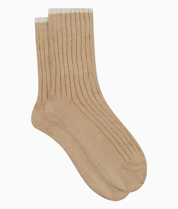 DIM Women's plain rib knit socks Vanilla Beige Dim Bamboo