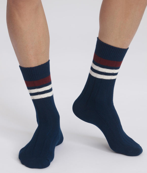 DIM Men's ribbed striped socks Navy Dim Bamboo