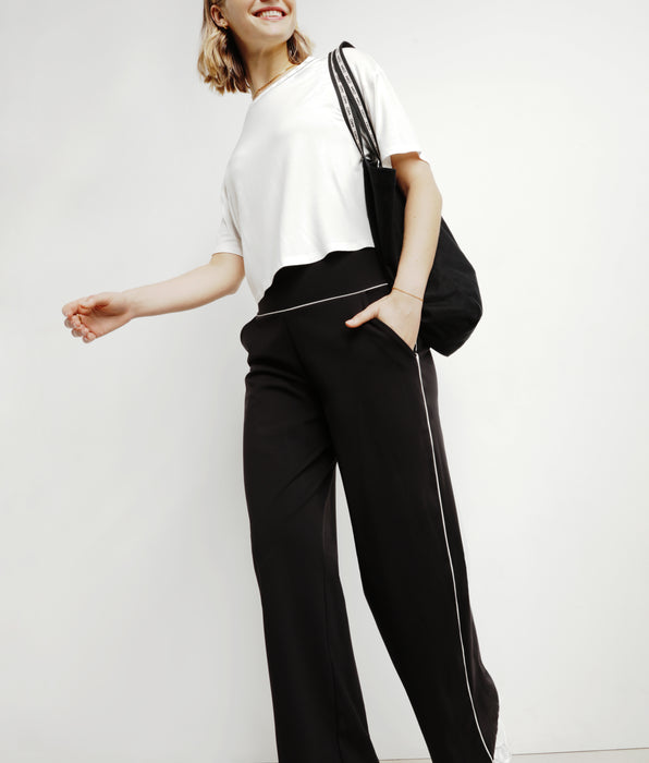 DIM Women's stretch jersey wide-leg sports trousers Black Dim Move