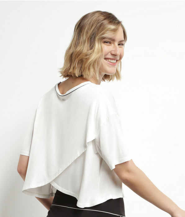 DIM T-shirt de sport femme avec dos ouvert en viscose Écrue Dim Move