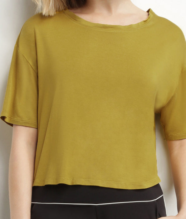 DIM Women's sports T-shirt in olive green viscose with open back Dim Move