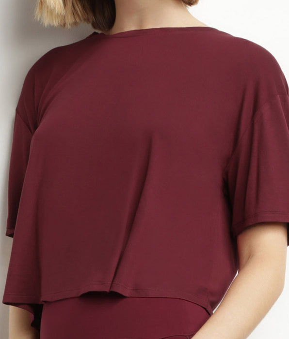 DIM Women's sports T-shirt in burgundy viscose with open back Dim Move