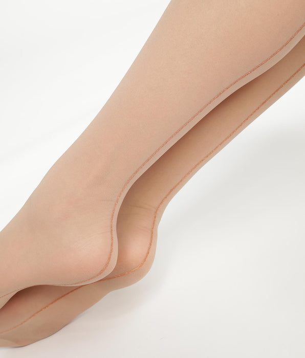 DIM Beige sheer tights with gold lurex band Dim Style