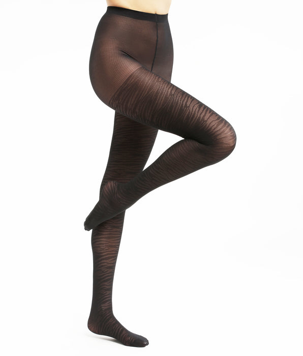 DIM Women's sheer tights in black with zebra print Dim Style