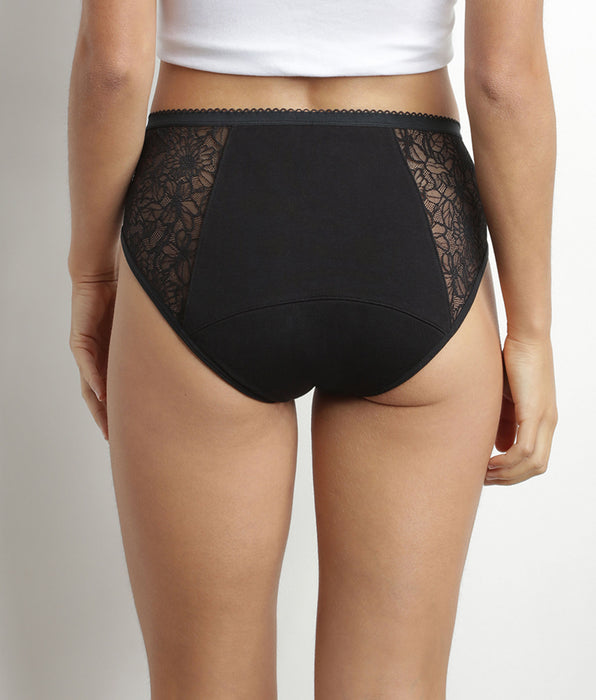 DIM Boxer menstruel coton bio dentelle Noir flux très abondant Dim Protect