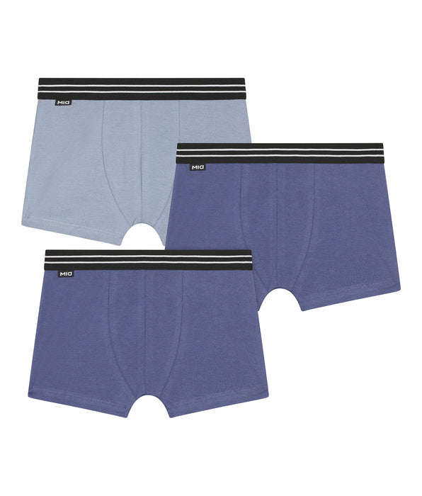 DIM Pack of 3 Ecodim blue stretch cotton boxer shorts for boys