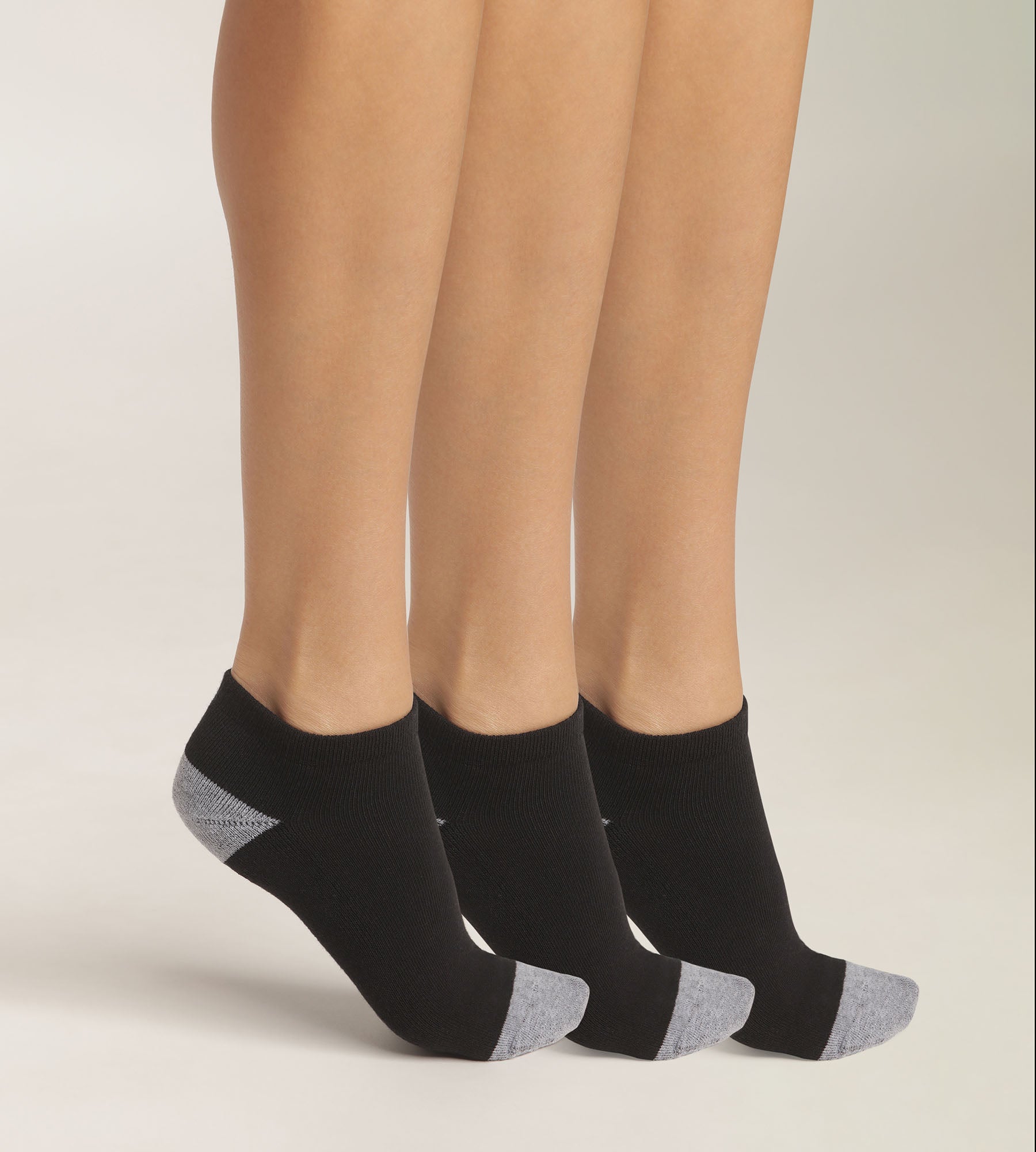 Pack of 3 pairs of EcoDim Sport black and grey cotton socks for women | DIM