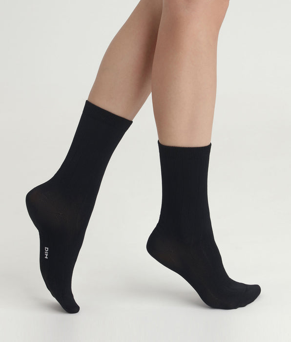DIM Chaussettes femme Noir satin Dim Mode