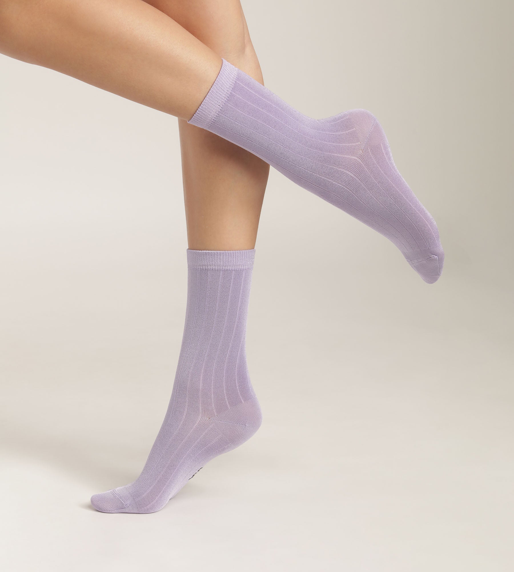 Women's ribbed socks in satin cotton Lila Dim Mode | DIM