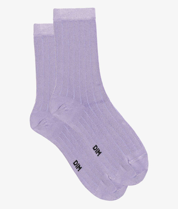 DIM Women's ribbed socks in satin cotton Lila Dim Mode