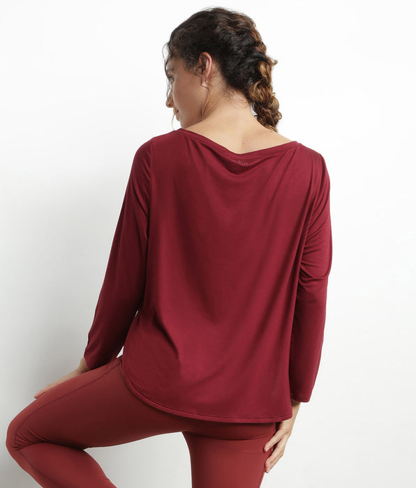 DIM Women's sports top with boat neck in Bordeaux viscose Dim Move