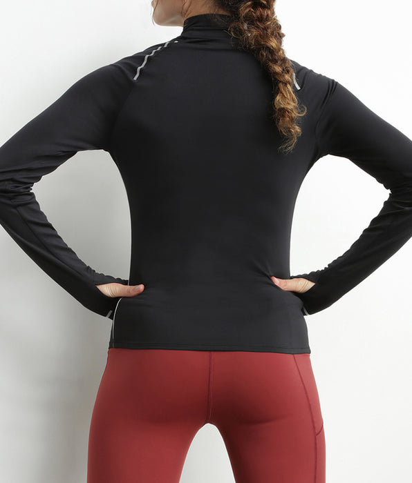 DIM Haut de sport femme à col montant en microfibre noire Dim Move