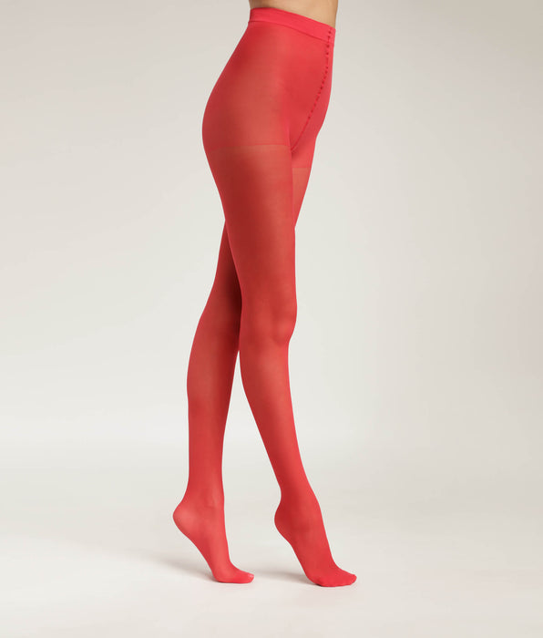 DIM Collant femme Rouge transparent avec trait contrasté Dim Style