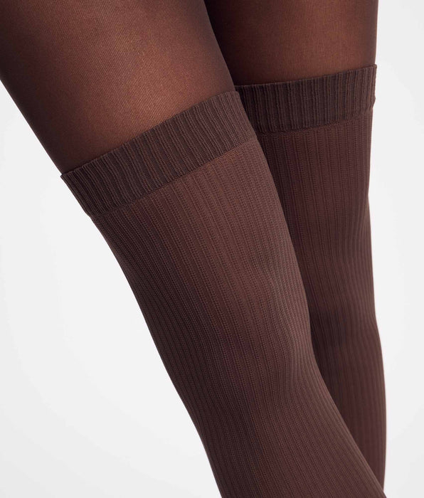 DIM Medias de fantasía efecto trompe-l'œil chocolate 25/45D Style