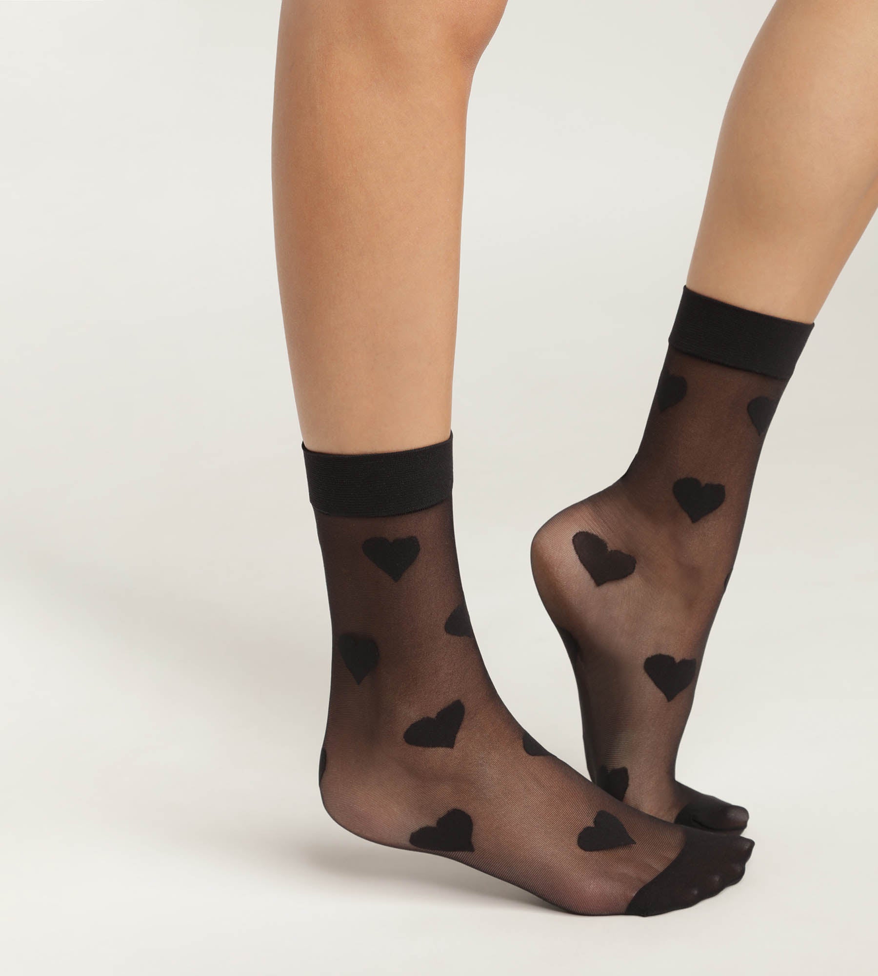 Women's black transparent voile socks with hearts Dim Style | DIM
