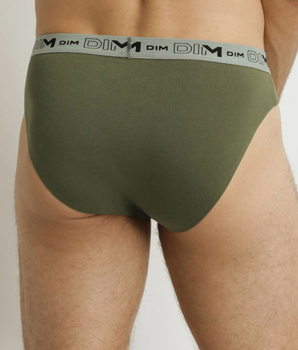 DIM Lot de 3 slips homme Bleu Gris Vert Coton Stretch Bio