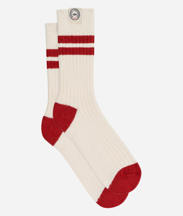 DIM Chaussettes côtelées coton ivoire DIM x Ines de la Fressange