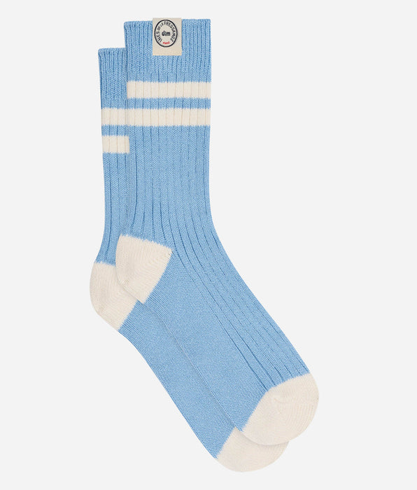 DIM DIM x Ines de la Fressange lagoon blue cotton ribbed socks