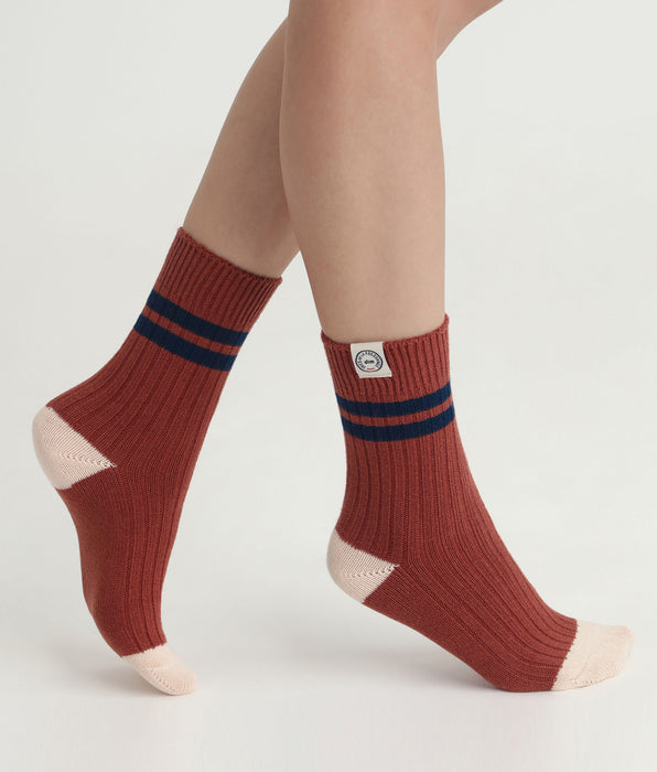 DIM Women's colorblock socks Brown Dim x Ines de La Fressange