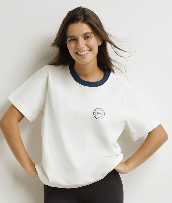 DIM Women's mother-of-pearl blue T-shirt Dim x Ines de La Fressange