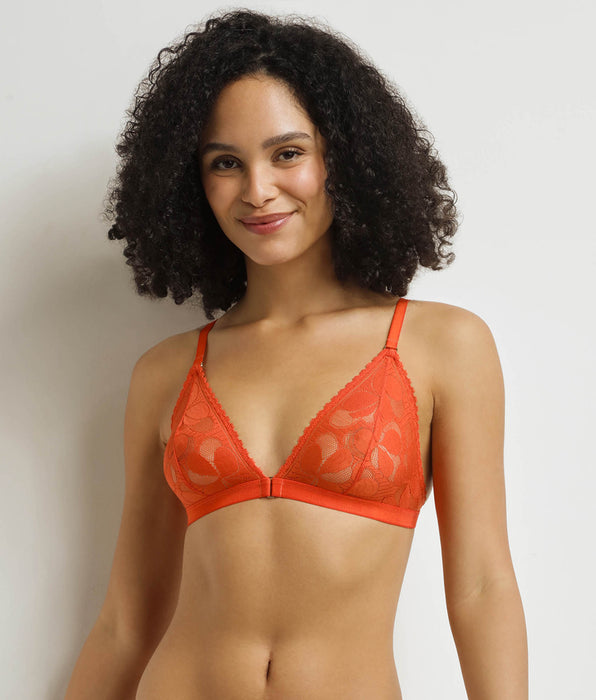 DIM Orange Art Flowers underwired triangle bra