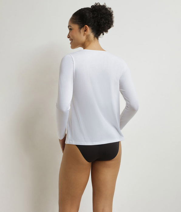 DIM Women's long-sleeved cotton T-shirt White Dim Thermal