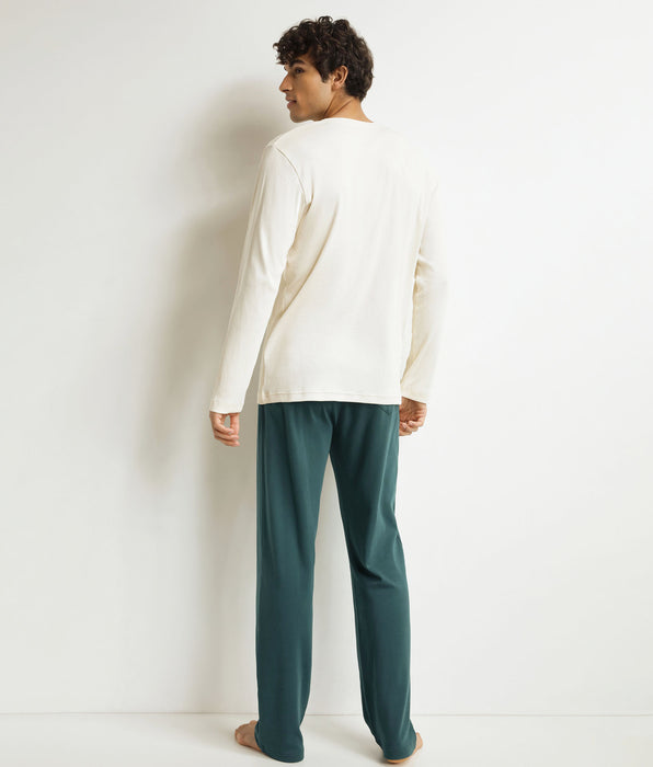 DIM Men's Ivory Green Pajama Trouser Set Dim