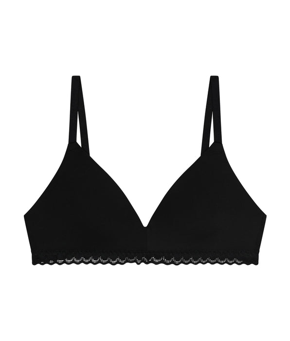 DIM Mädchen-BH ohne Bügel aus Mikrofaser und Spitze Schwarz Daily