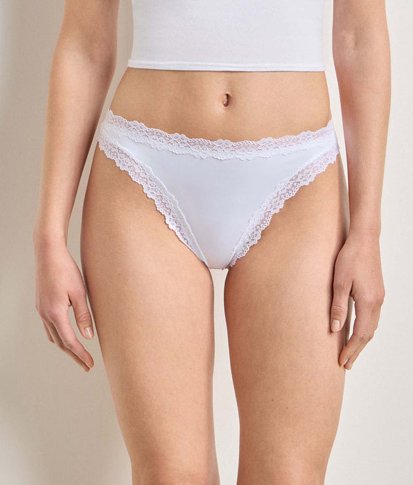 DIM Women's microfibre and lace thong White Dim