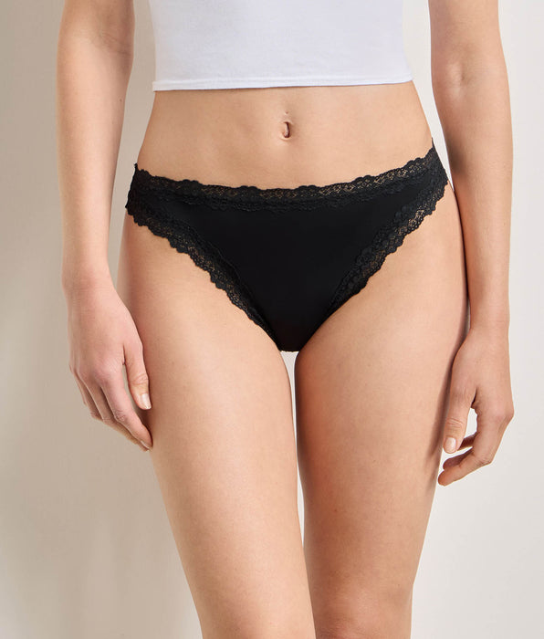 DIM Women's microfibre and lace thong Black Dim