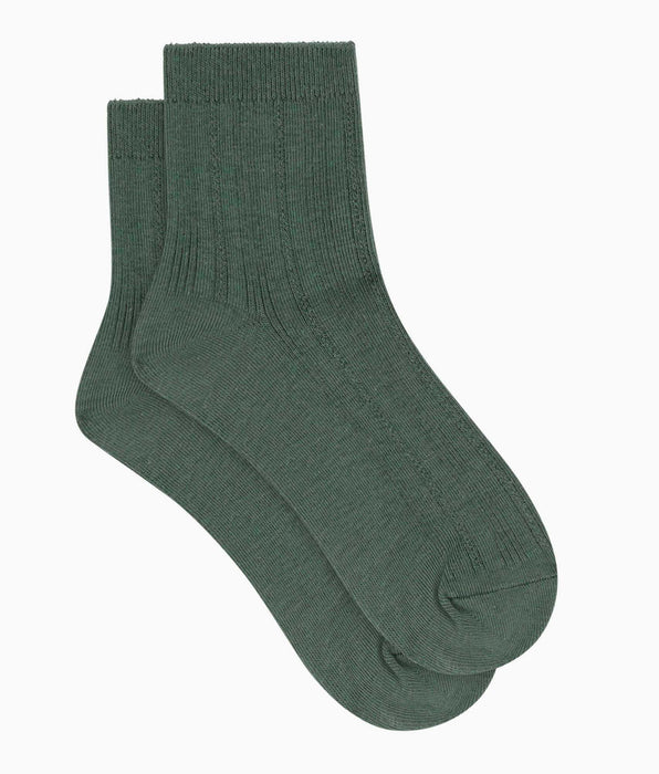 DIM Damen-Socken aus Baumwolle mit Pointelle-Muster in Eisberggrün von Dim La Mode