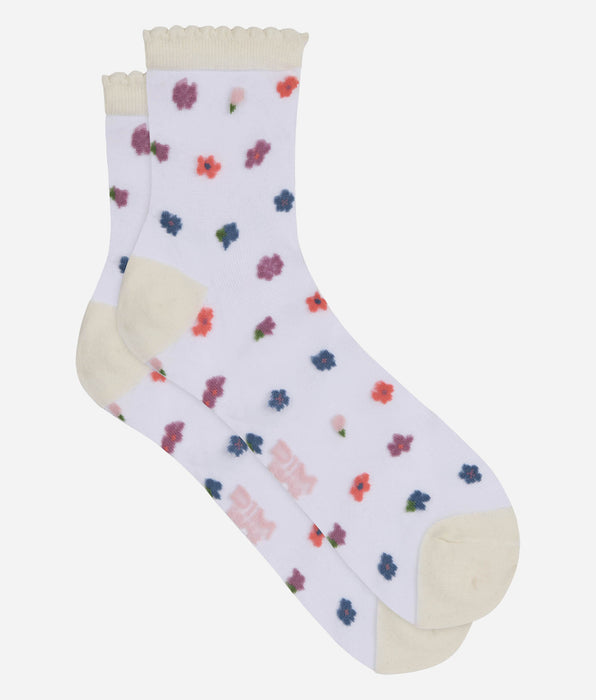 DIM Transparente rosa Socken mit Blumenmuster für Damen – Socks Petal